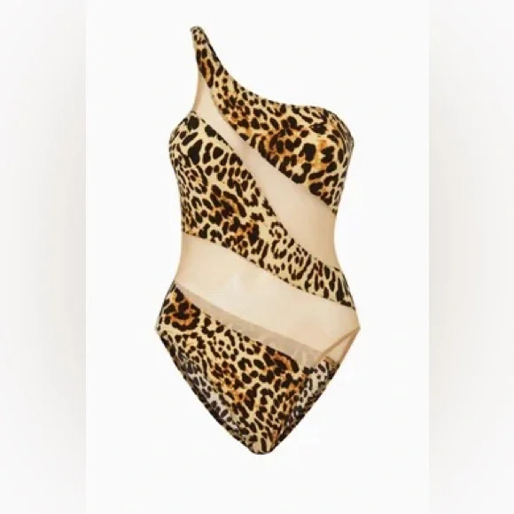 Norma Kamali Snake Mesh Mio One-piece Swimsuit Size Large Nude Animal Print - Picture 4 of 13